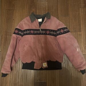 beautiful dusty rose carhartt jacket with aztec print